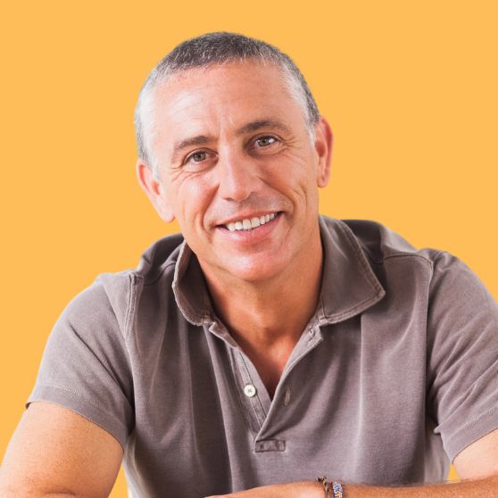 Happy middle age person with nice teeth